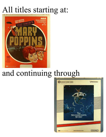 RCA CEDs: Titel beginnen mit „Mary Poppins“ bis „Neverending Story“