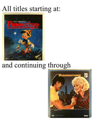 RCA-CEDs: Titel beginnen mit „Pinocchio“ bis „Rhinestone“